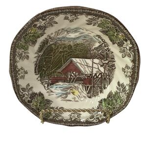 Johnson Bros Friendly Village Covered Bridge Square Cereal Bowl 6 inches wide